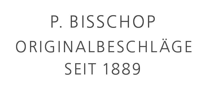 P.BISSCHOP Originalbeschläge seit 1889 Schriftzug