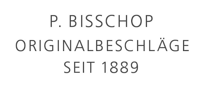 P.BISSCHOP Originalbeschläge seit 1889 Schriftzug